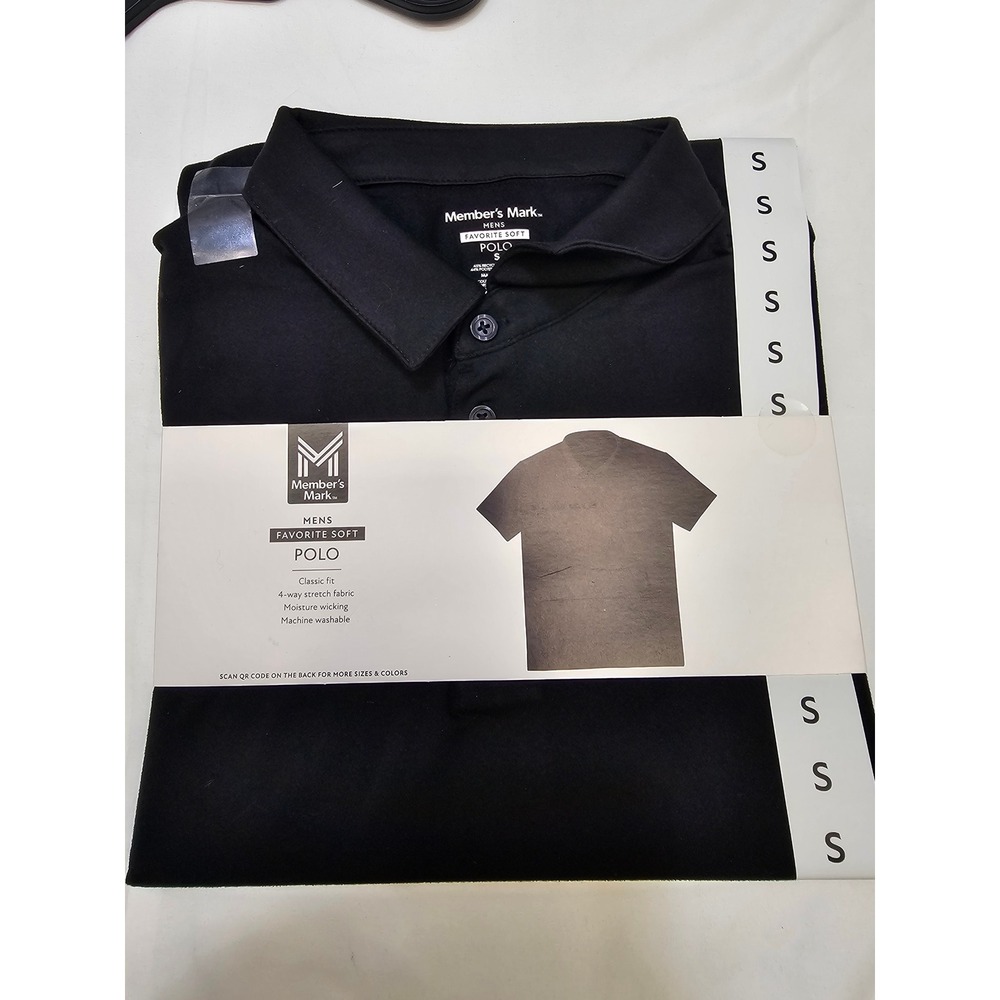 Member's Mark Mens Favorite Soft Polo Shirt Black Classic Fit MM23706 Small‎